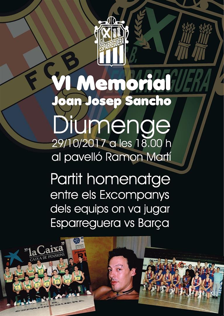 VI Memorial Joan Josep Sancho, el proper diumenge 29 d’Octubre a les 18h